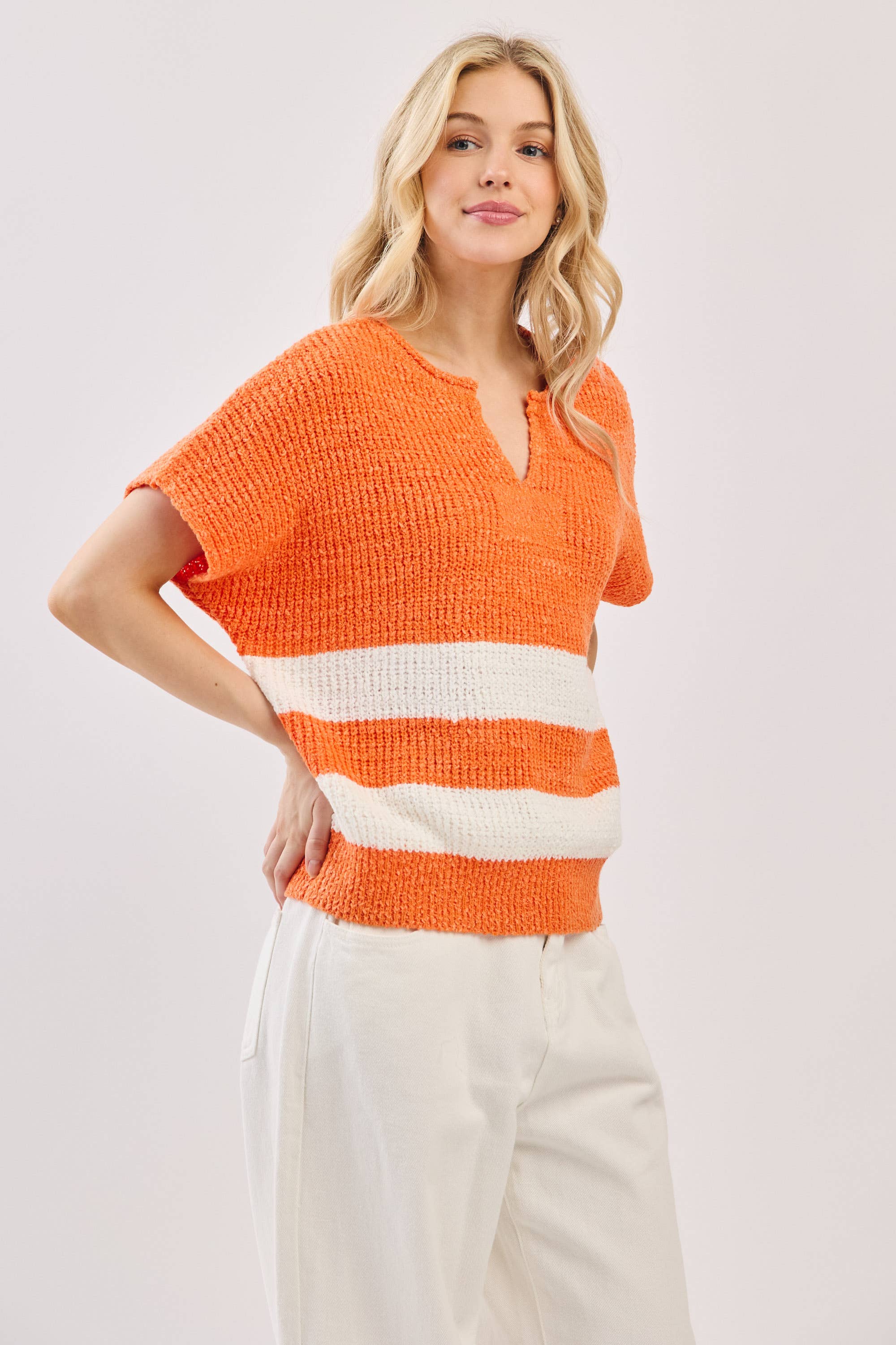 Sewn and Seen - Wholesale Knit Sweater - Women's - Stripe Knit Sleeveless Sweater24