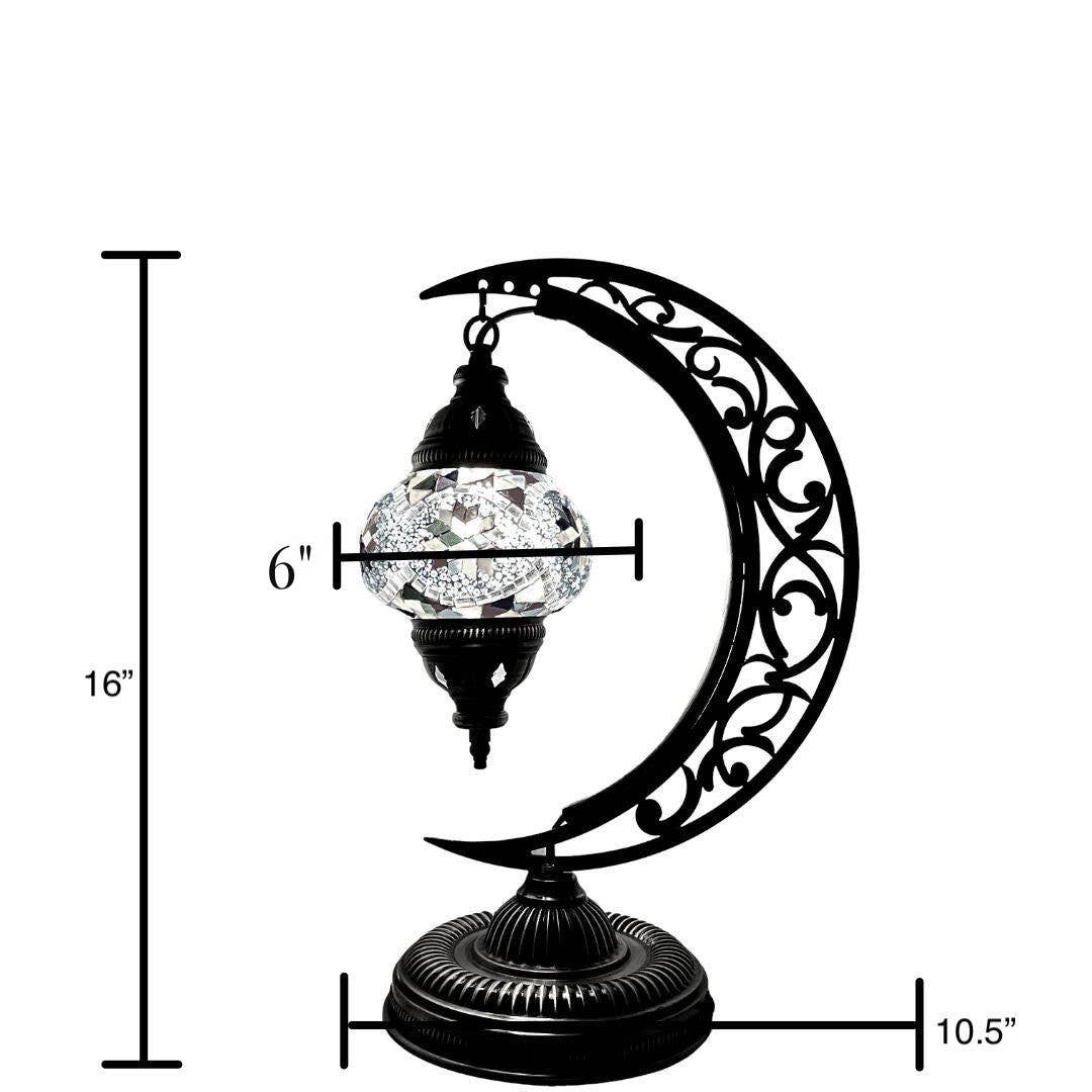 Gypsy Soul - Wholesale Accent/Desk Lamp - Moon Mosaic Turkish Lamp 6" Glass Globe 9