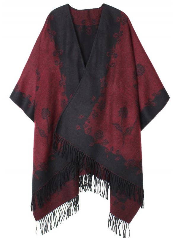 ROSE PRINT RUANA for wholesale by Suzie Q USA