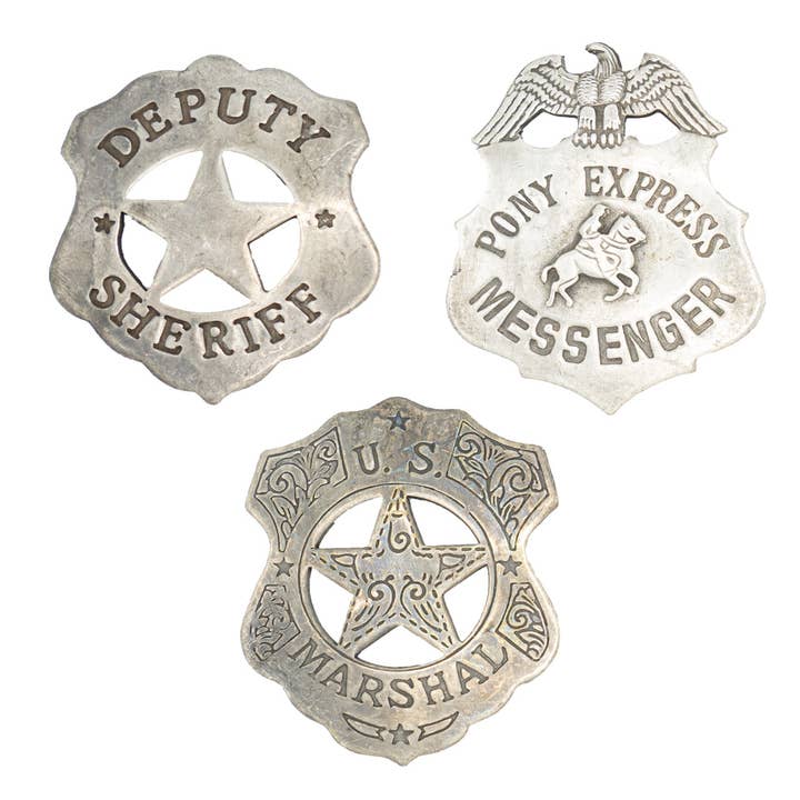 Solid Copper Badges w/ Silver Finish for wholesale by Pawnee Bill’s