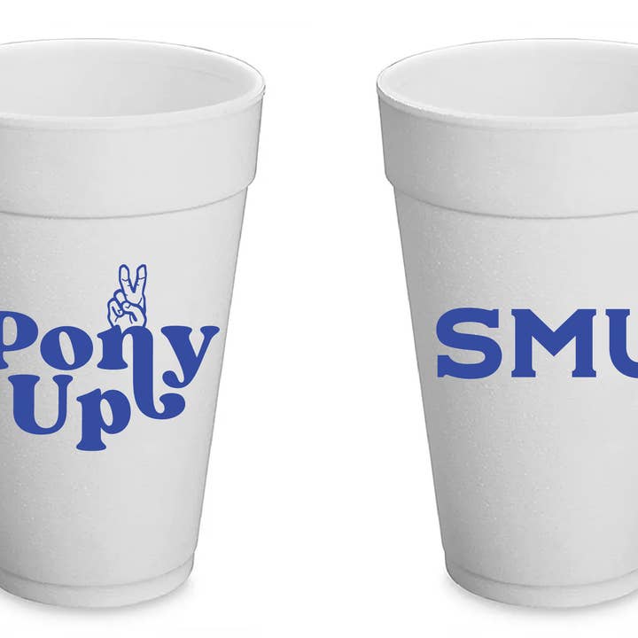 SMU Styrofoam Cups Set of 8 - 20 ounces for wholesale by Victory Lap