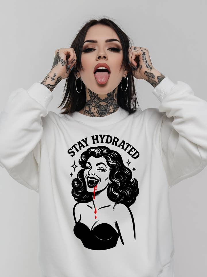 Stay Hydrated Printed Sweatshirt for wholesale by Cute And Spook