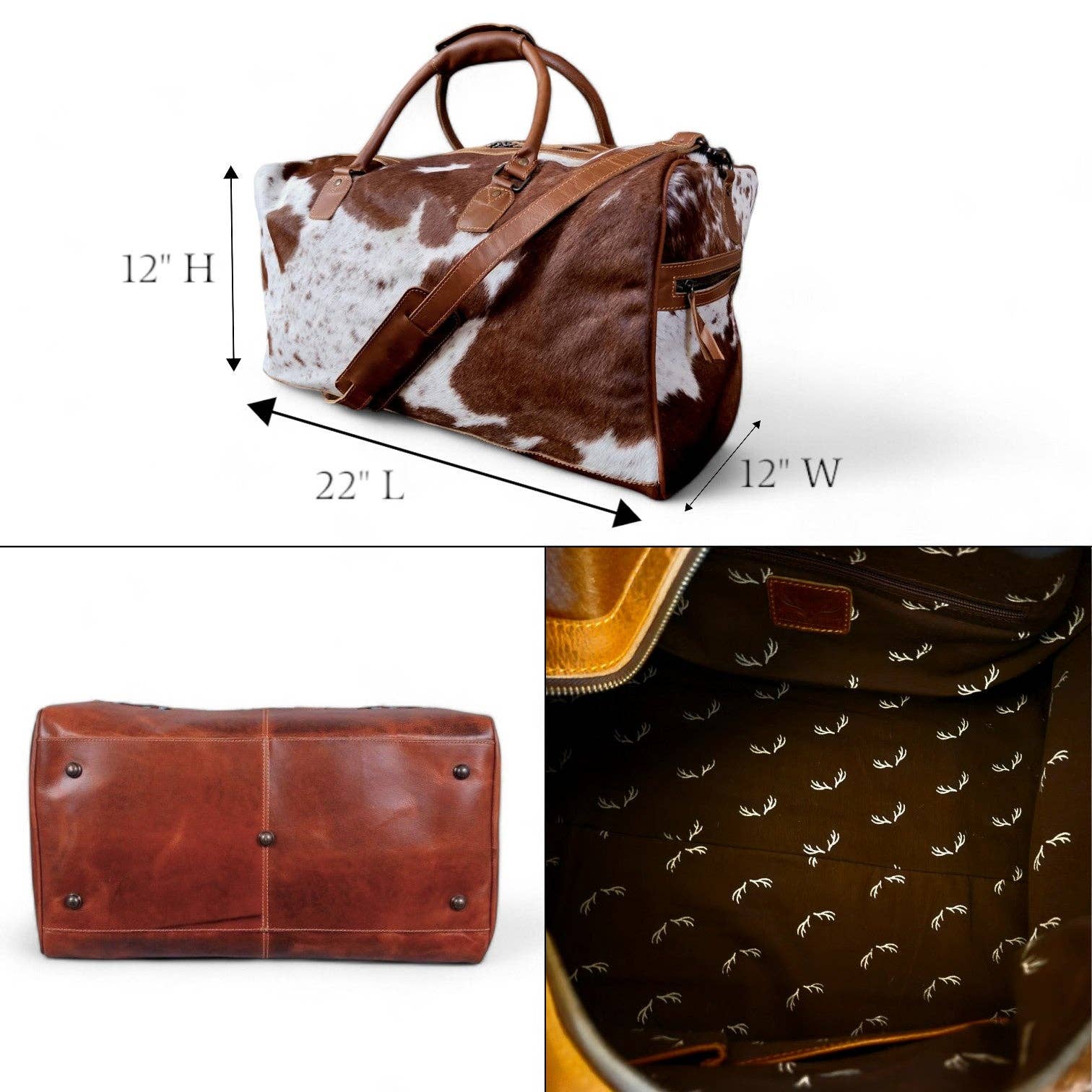 Ranch Junkie - Wholesale Weekender Bag - Unisex - Genuine Cowhide Duffel Bag The Highlands Saddle Large Cowhide Duffel9