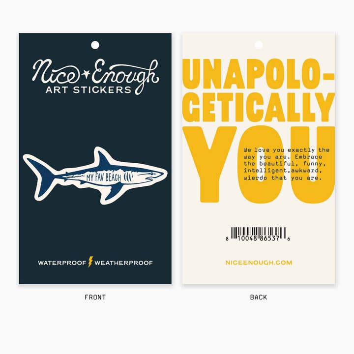 Nice Enough Stickers - Venta al por mayor Pegatina - Tiburón - Pegatina con Nombre de 3"