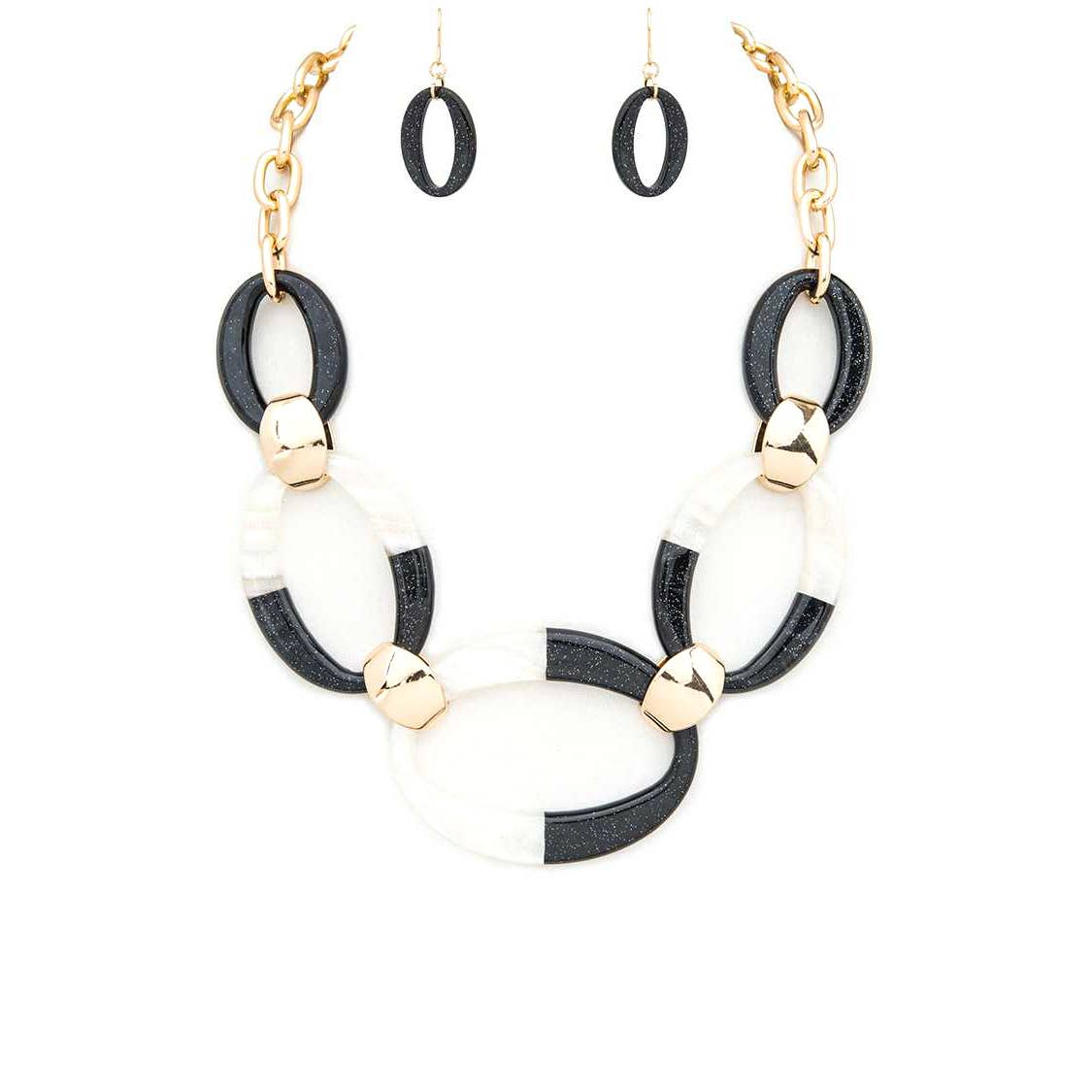 Artini Accessories – wholesale Jewellery set – Mix Tone Resin Link Statement Necklace Set0