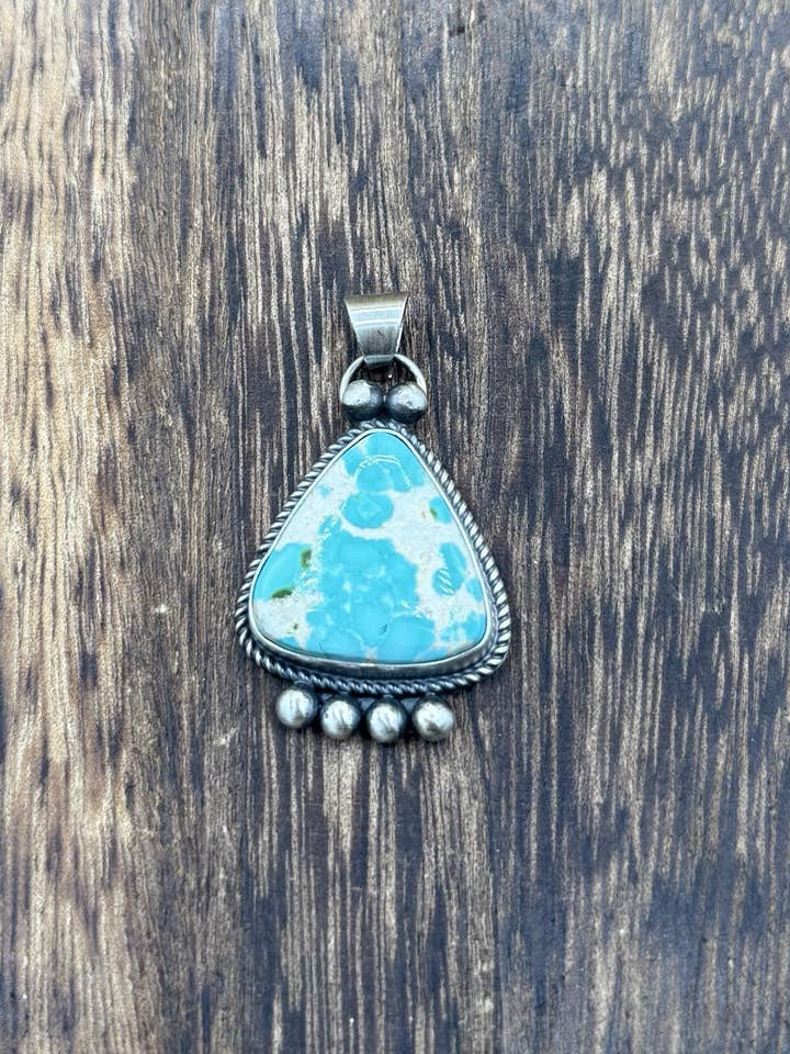 Navajo Handmade Sterling Silver Sonoran Gold Turquoise Pendant Old Look for wholesale by Native City Jewelry