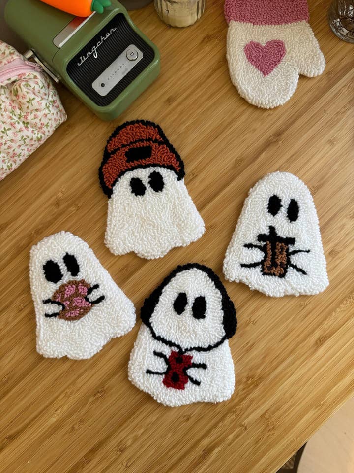 Ghostly Mug Coasters | Punch Needle Coaster | Cute and Funct for wholesale by MUUDLAND