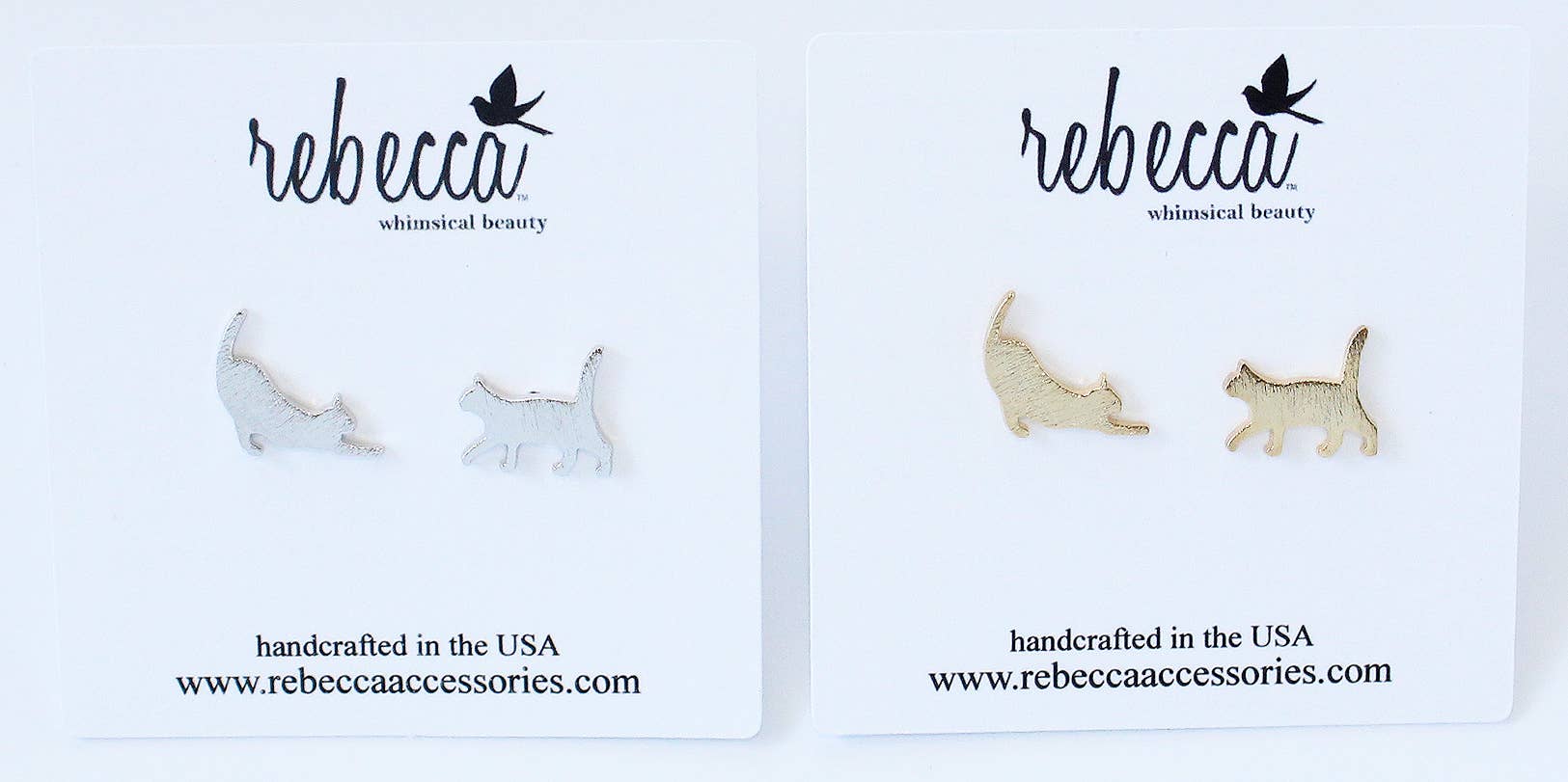Rebecca Accessories LLC - Wholesale Stud/Post Earrings - Cat Stretching Post Earrings Animal Pet Stud1