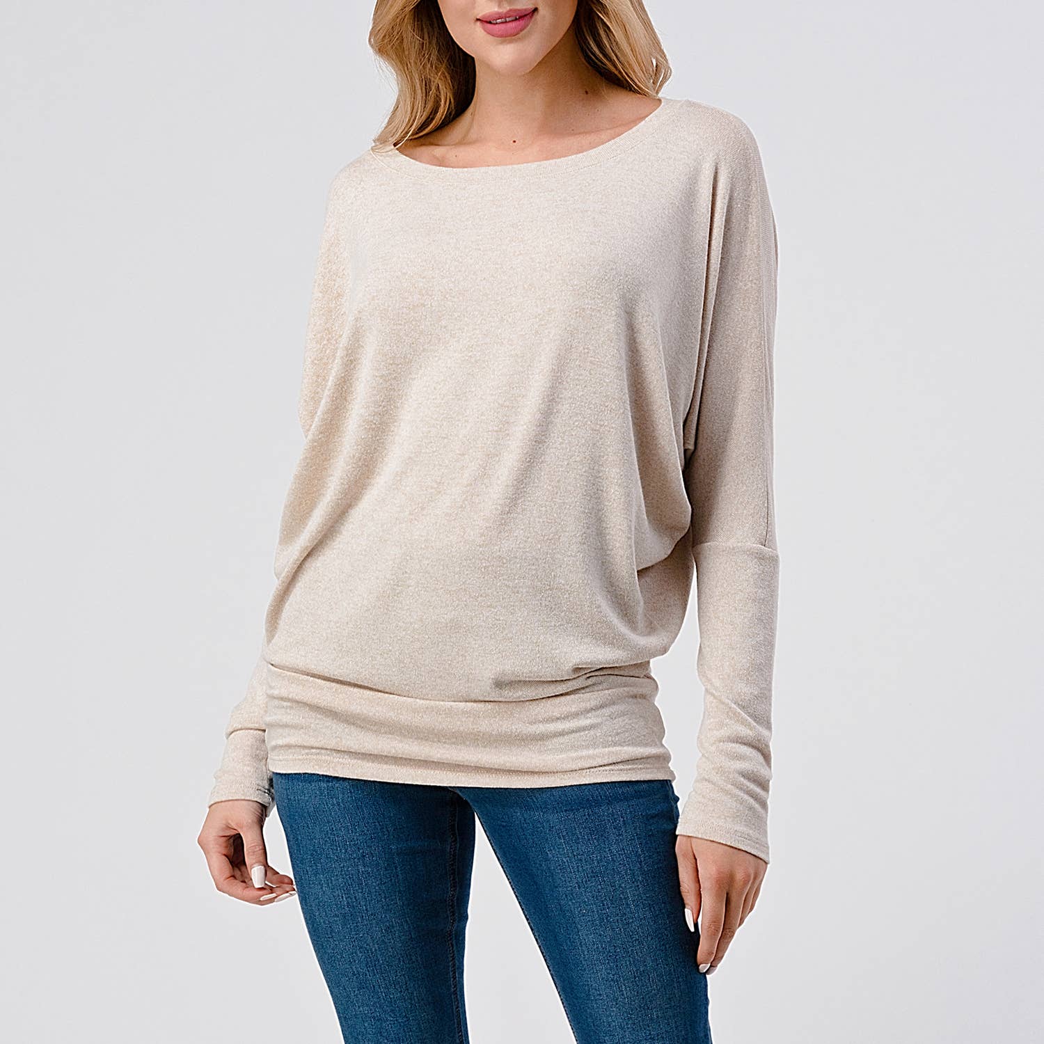 Heimious - Vente Haut en maille – femme - Haut en tricot Hacci à manches longues et col rond à manches Dolman, 270141