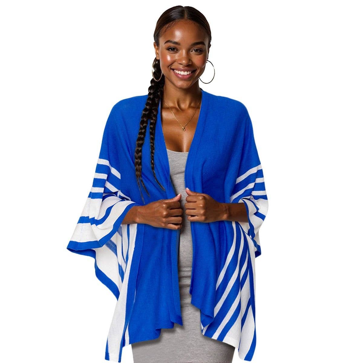 Ruana Blue and White Stripe for Women for wholesale on Faire0