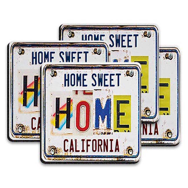 Mariasch Studios – Base de copos por atacado – Bases para copos (conjunto 4) - Matrícula Home (nome drop)