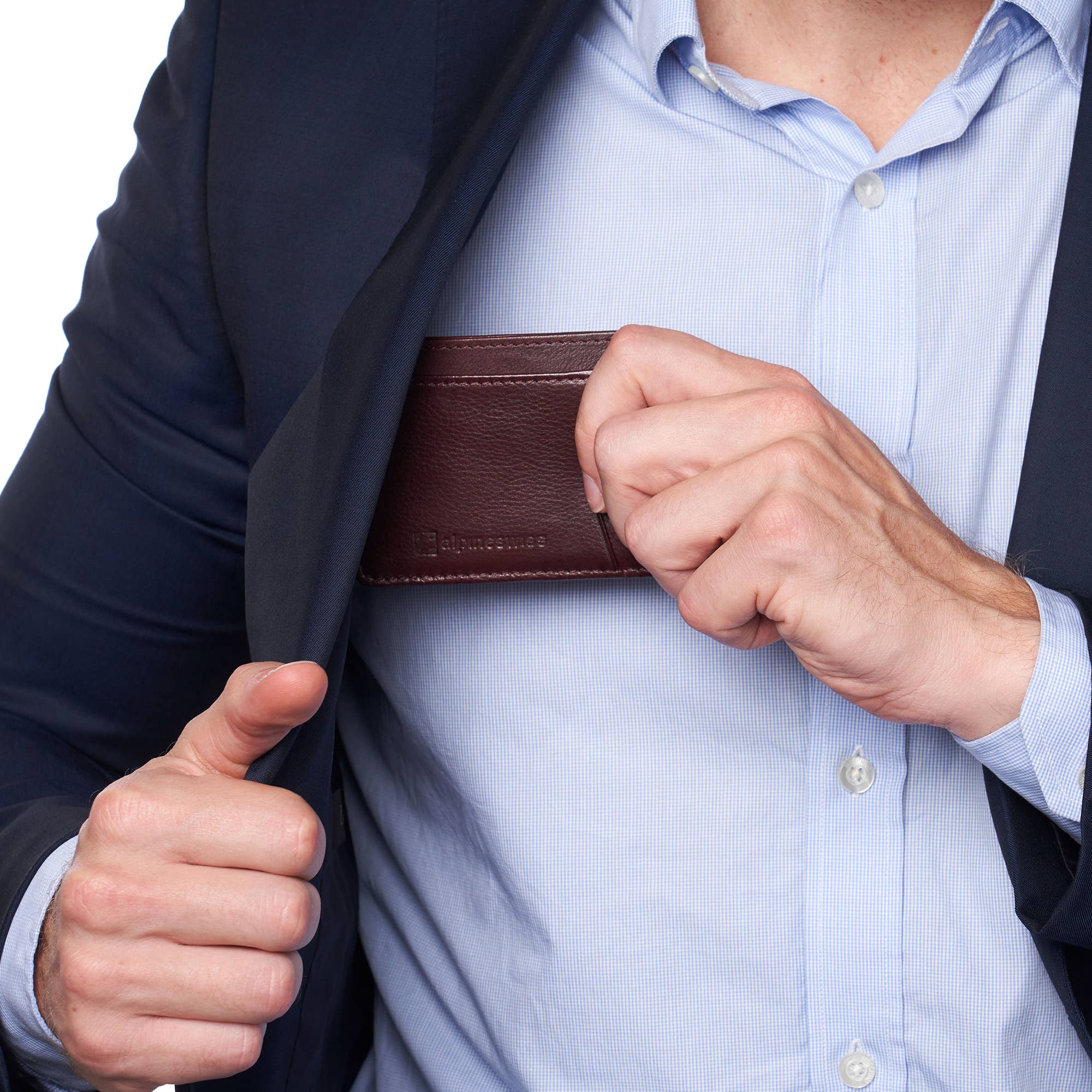 Alpine Swiss - Wholesale Wallet - Men's - Men RFID Safe Minimalist Front Pocket Wallet Leather Thin Ca2