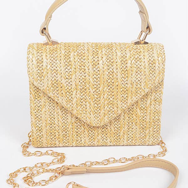 3AM BY H&D ACCESSORIES - Wholesale Top Handle Bag - Women's - Faux Straw Top Handle Flap Bag