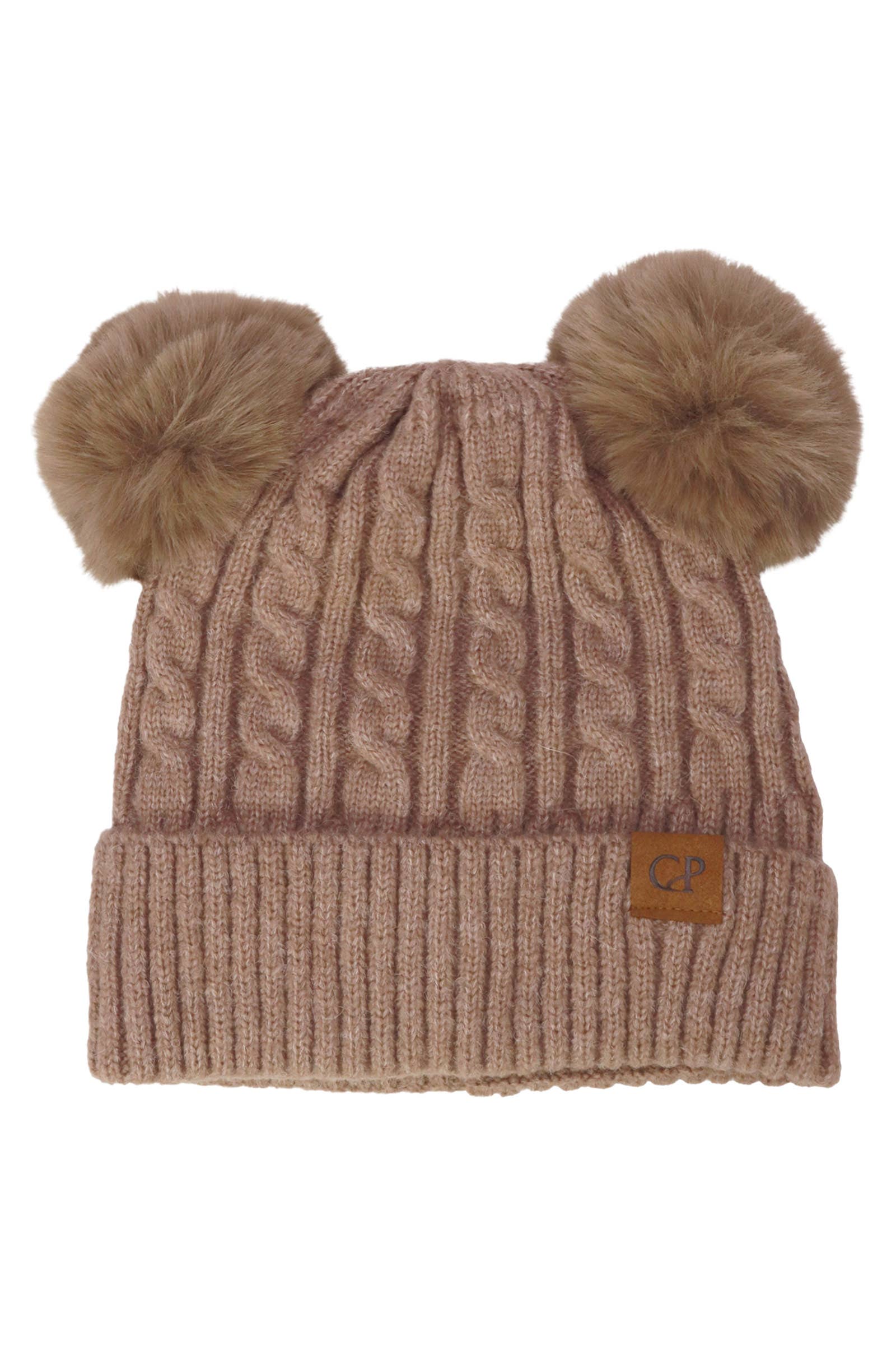 ASSORTI Zachte Neutrale Kabelgebreide Dubbele Pompon Muts voor groothandel op Faire9