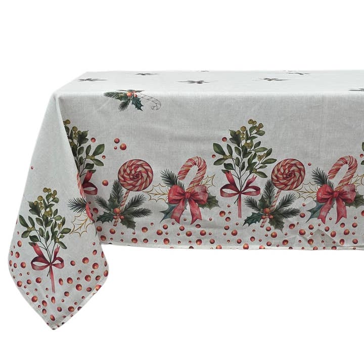 Toalha de mesa de Natal "Bengalas de açúcar" em algodão estampado por atacado de Lunaria Lab