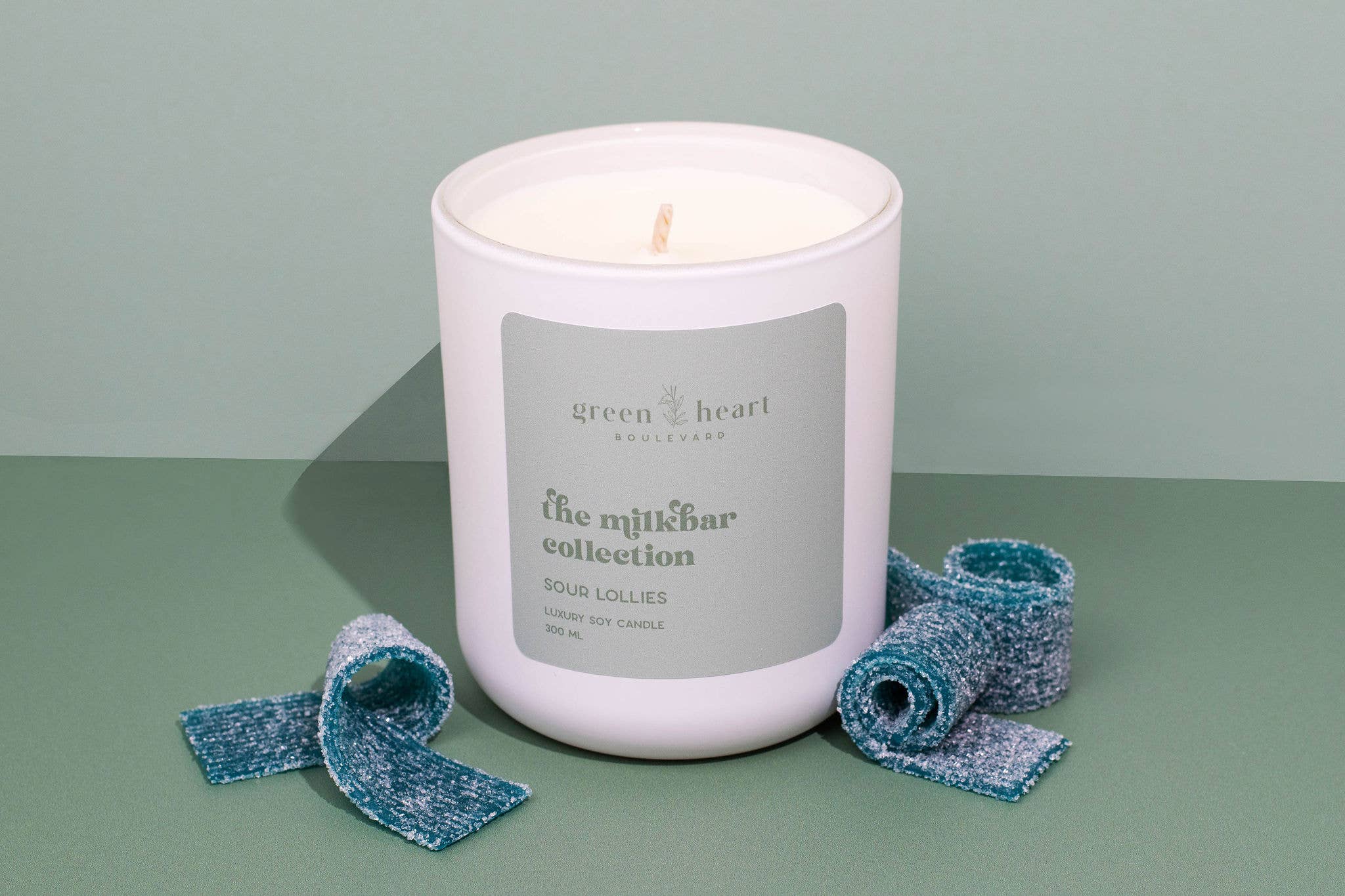 Green Heart Boulevard - Wholesale Jar/filled candle - Sour Lollies soy candle1