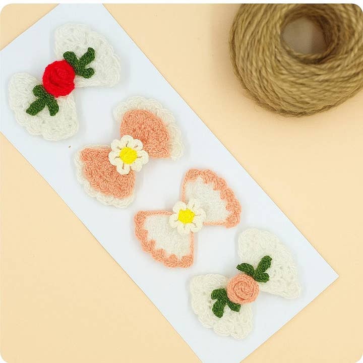 Set Of 4 Crochet Hair Bow, Handmade Hair Bow For Cute Girl for wholesale by TOMOPOD LLC