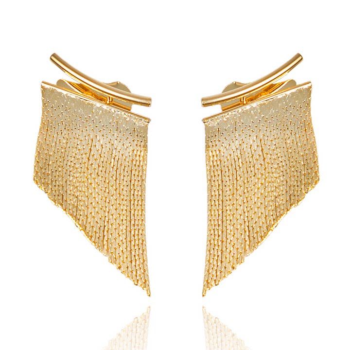 Orecchini con frange a goccia in rodio 18 carati per la vendita all'ingrosso da parte di MIA Jewelry