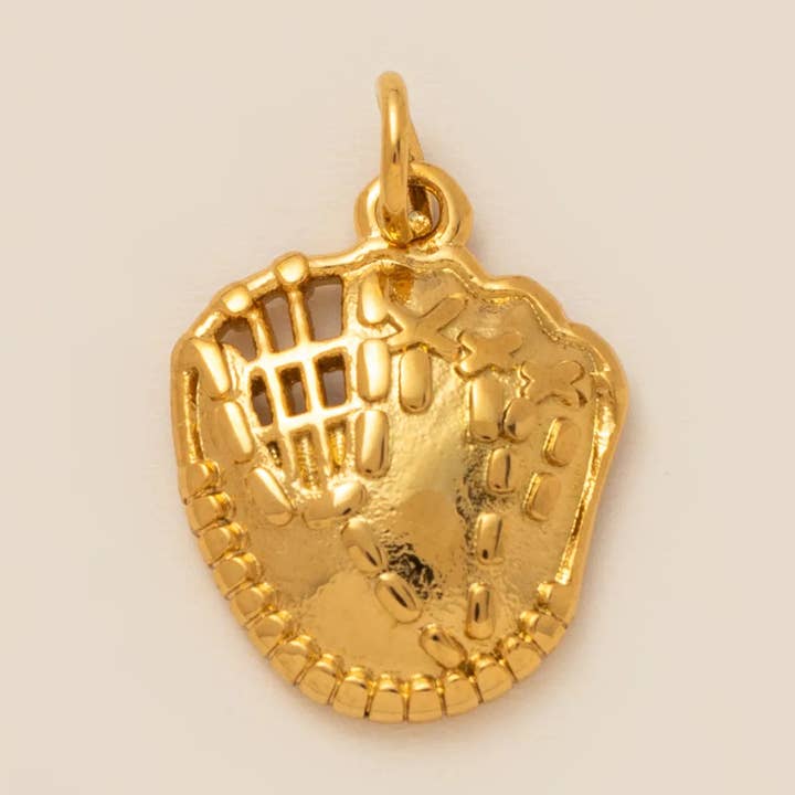 Baseball Charm 18 Gold Plated Stainless Steel Charm Bar for wholesale by Sweet Cherry Sky