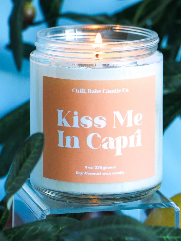 Kiss Me In Capri Candle | Olive Leaf + Fig + Citron for wholesale by Chill, Babe Candle Co