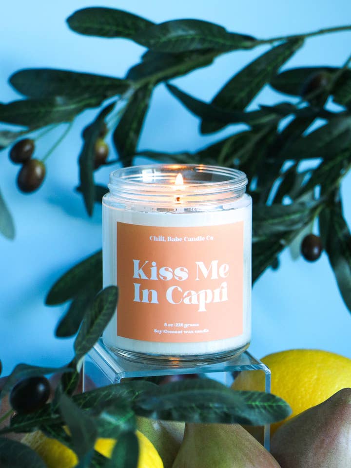 Kiss Me In Capri Candle | Olive Leaf + Fig + Citron for wholesale by Chill, Babe Candle Co