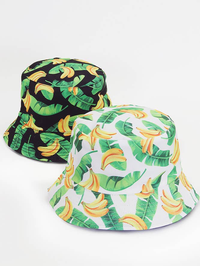 Banana Print Reversible Bucket Hat for wholesale by Hana