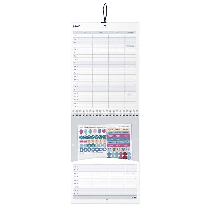 Busy B – wholesale Calendar – 2026 Couples Wall Calendar with Monthly Pockets & Stickers3