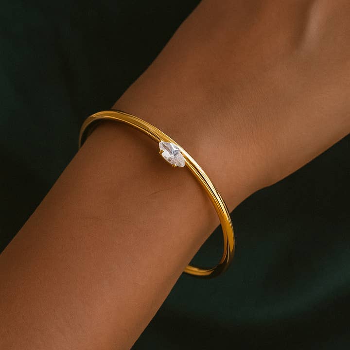 Liv Bella Vita | European Inspired Waterproof Jewelry - Wholesale Cuff Bracelet - Delina Diamond Marquise Cuff1