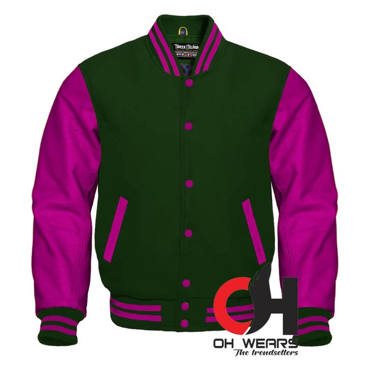 Varsity Letterman Baseboll Ull Läderjacka Varsity Herr Dam och Barn för wholesale av OH Wears