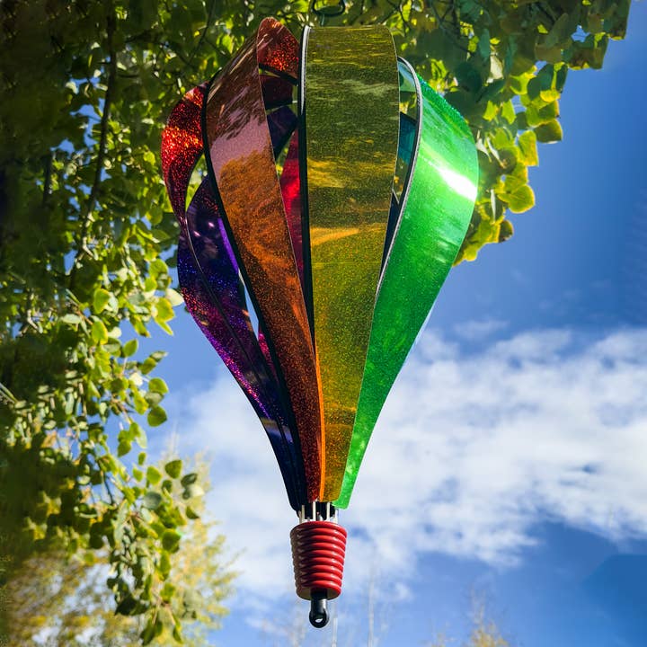In the Breeze, LLC. - Wholesale Wind Spinner - Jumbo Rainbow Glitter 8 Panel Hot Air Balloon