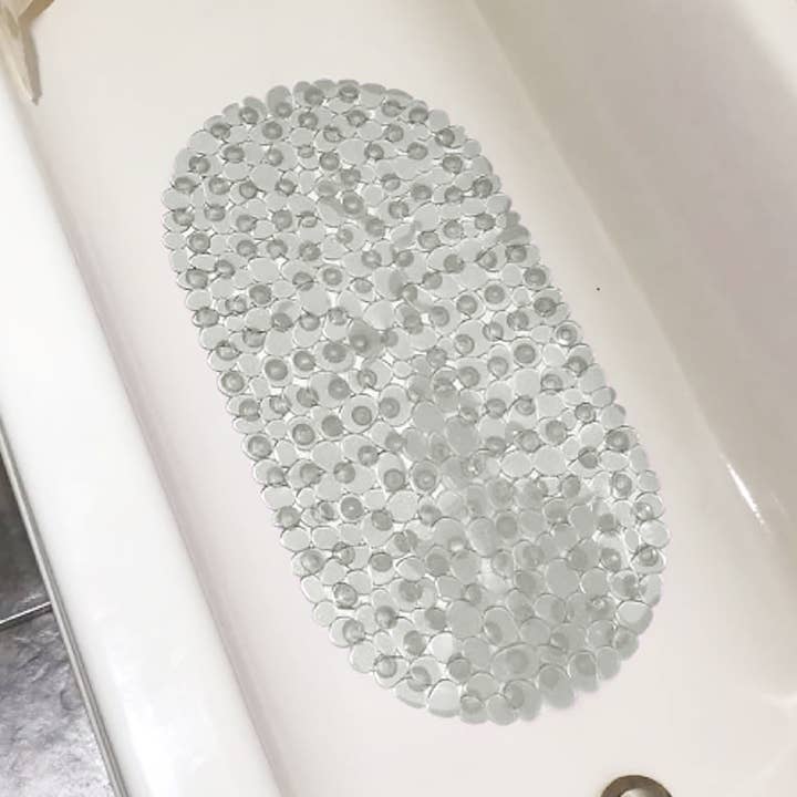 home mart goods - Wholesale Bath Mat Set - Grey Stone Pebbles Vinyl Non-Slip Bathtub Shower Mat