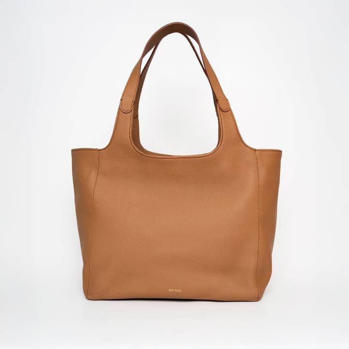 Shopper épaule - Cuir grainé camel pour la vente par Ann Kurz