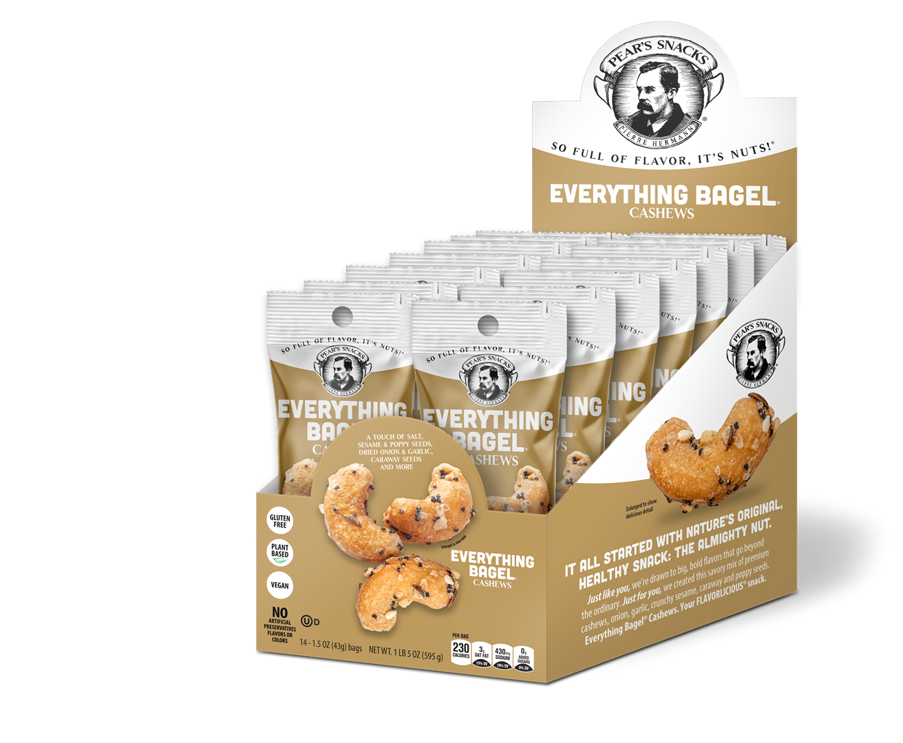 Pear's Snacks - Wholesale Nuts - Everything Bagel® Cashews Caddy (1.5 oz x 14)4