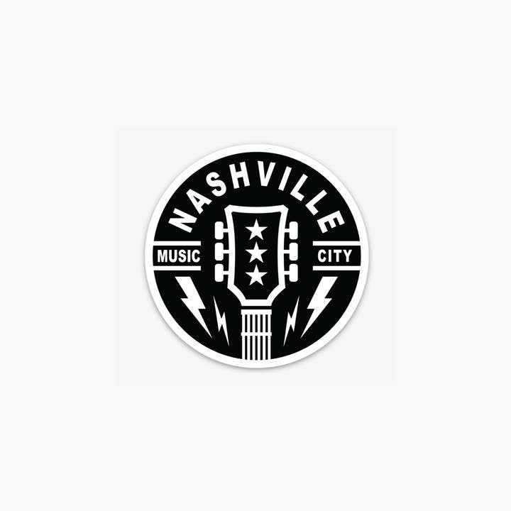 Nashville Music City Guitar Sticker for wholesale by Cotton Mule