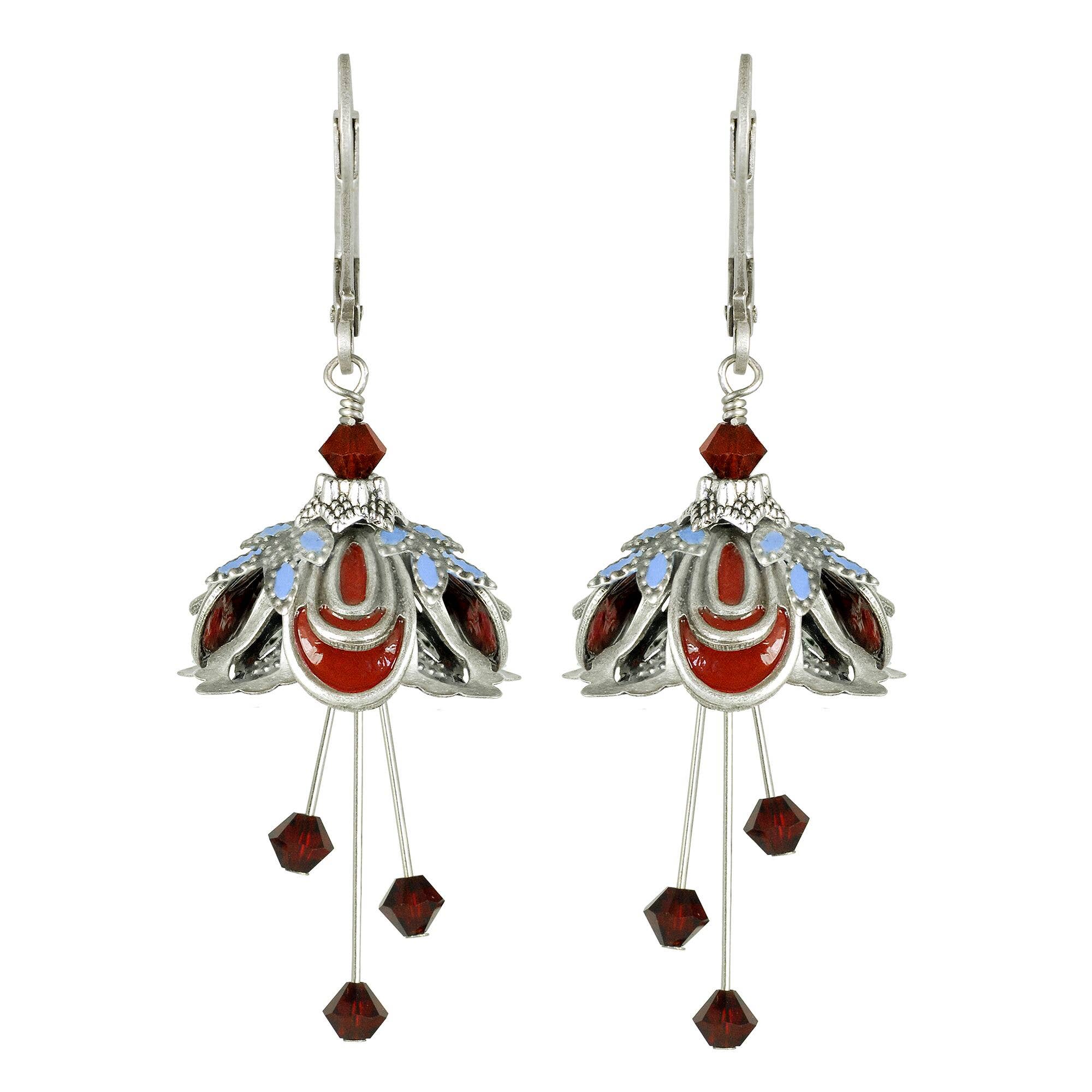 NoMonet - Wholesale Dangle Earrings - Flower Fairy: Hand Painted Masquerade Earrings w Crystals3