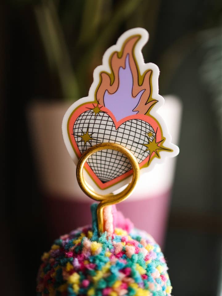 Burnin Disco Heart Sticker for wholesale by The Carrshop
