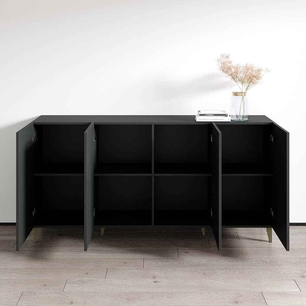 Black Pafos 75 Inch Sideboard Oak Matte Fronts For Dining Room for wholesale on Faire4