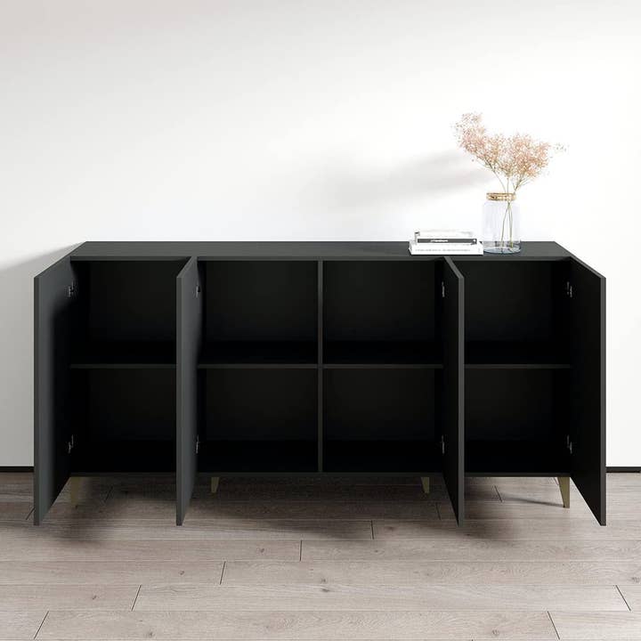 Black Pafos 75 Inch Sideboard Oak Matte Fronts For Dining Room for wholesale on Faire4