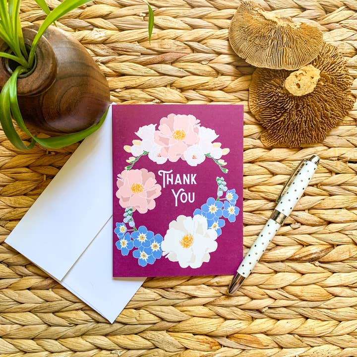 Bean Horse Car Designs - Wholesale Thank You Card - Thank You - VWMT Floral Greeting Card1