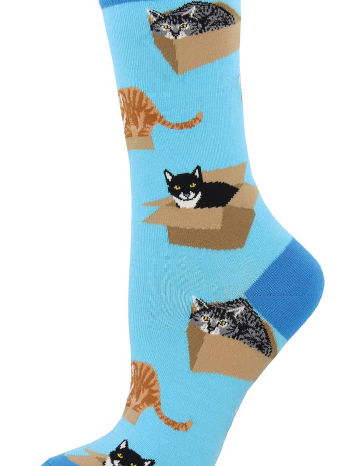 Bobangles - Wholesale Socks – Women's - Socksmith Ladies Socks - Cat in A Box Azure