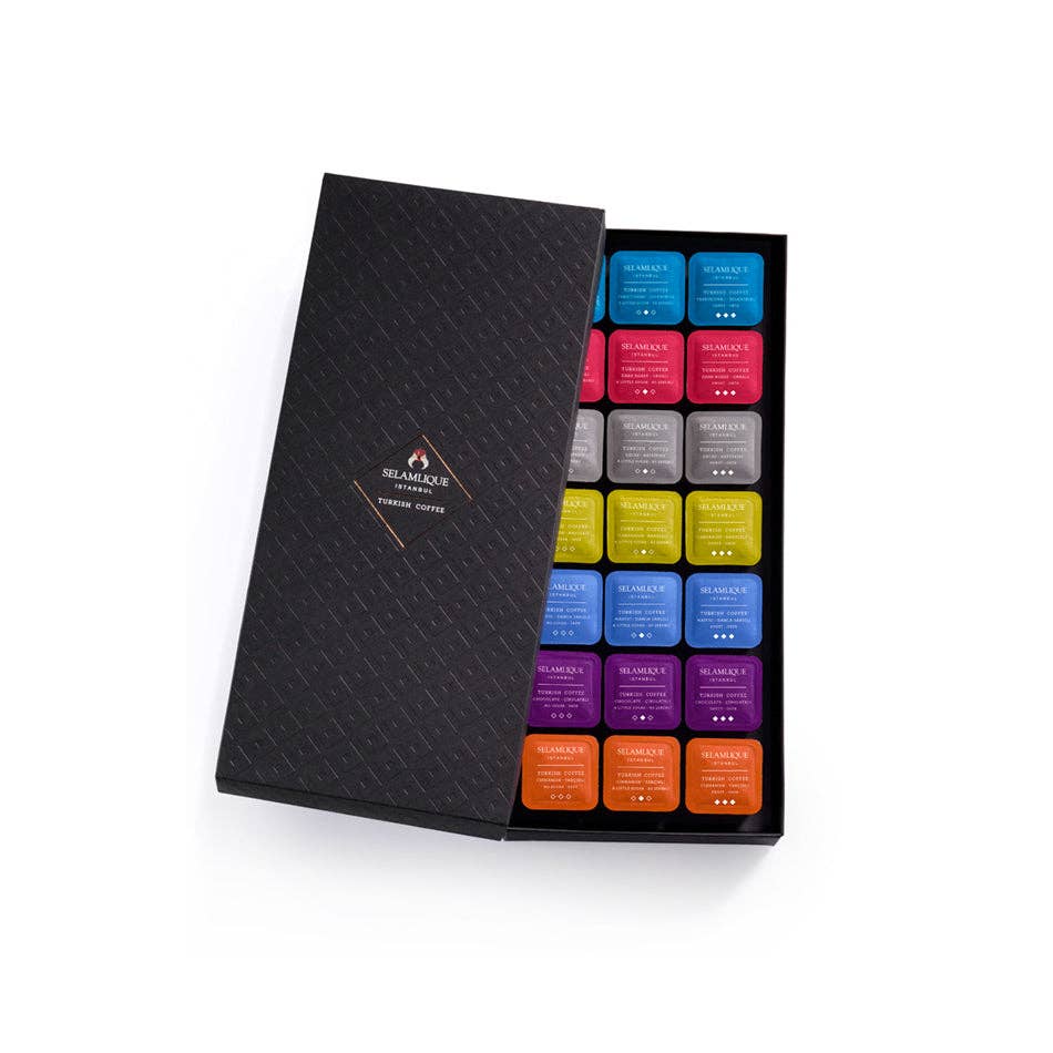Aladdin - Vente Boîtes de chocolats - Capsules de café turc Selamlique 21 Mix - Capsules à portion individuelle - 7 g/0,24 oz - Paquet de 210