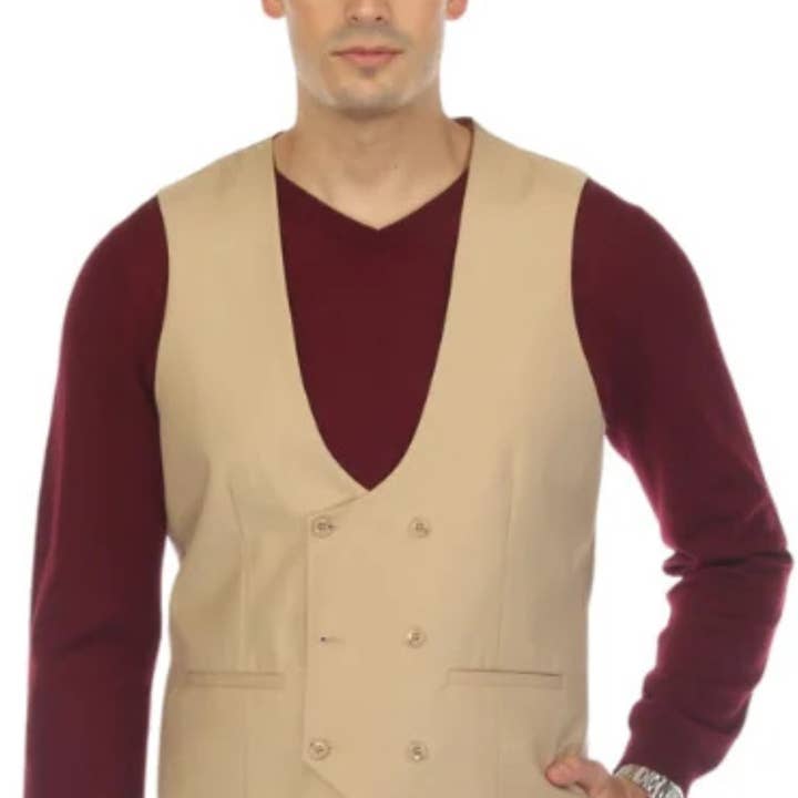 CHALECO CRUZ HOMBRE DOBLE BOTONADURA COLOR CANELA para venta al por mayor de Ferrecci