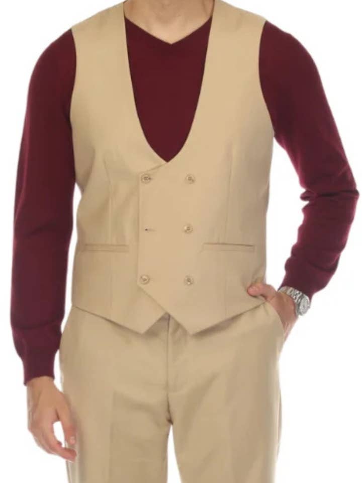 GILET DOPPIOPETTO DA UOMO CRUZ COLOR CAMMELLO per la vendita all'ingrosso da parte di Ferrecci