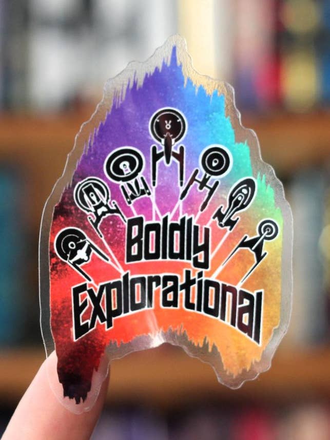 Boldly explorational star trek translucent sticker, kindle sticker for wholesale by Geek and Artsy
