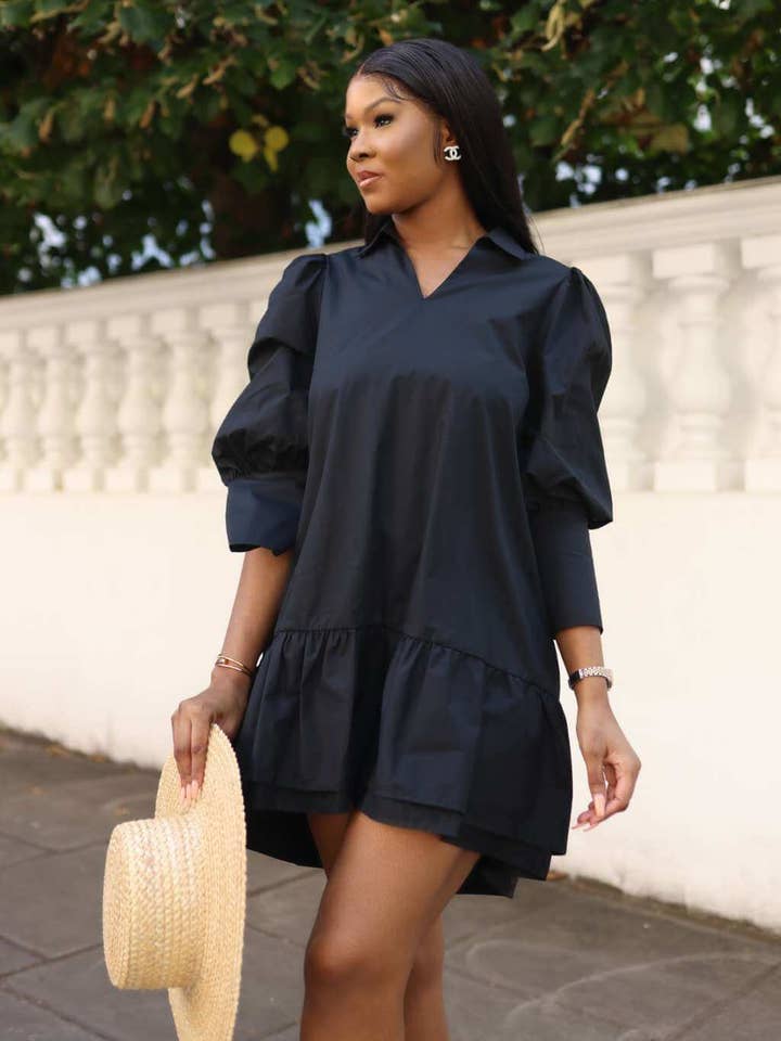 Black Poplin Dress Hem Drop for wholesale by SETSOFRAN London