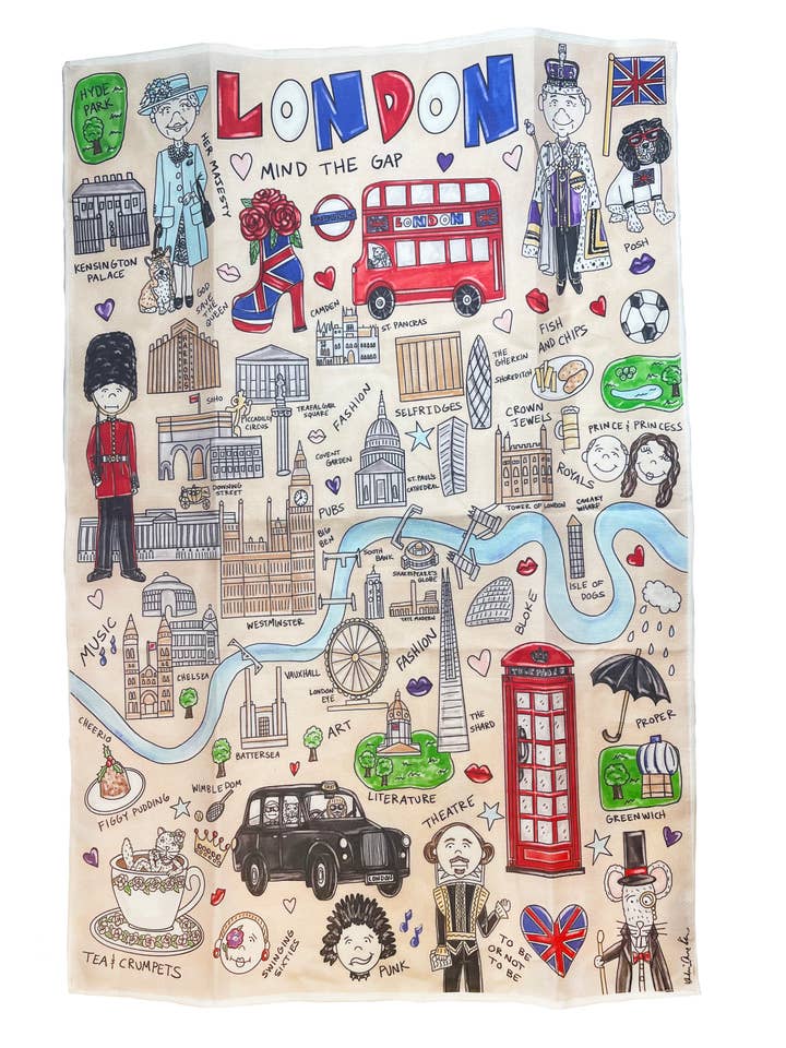 London Map Tea Towel for wholesale by KAHRI