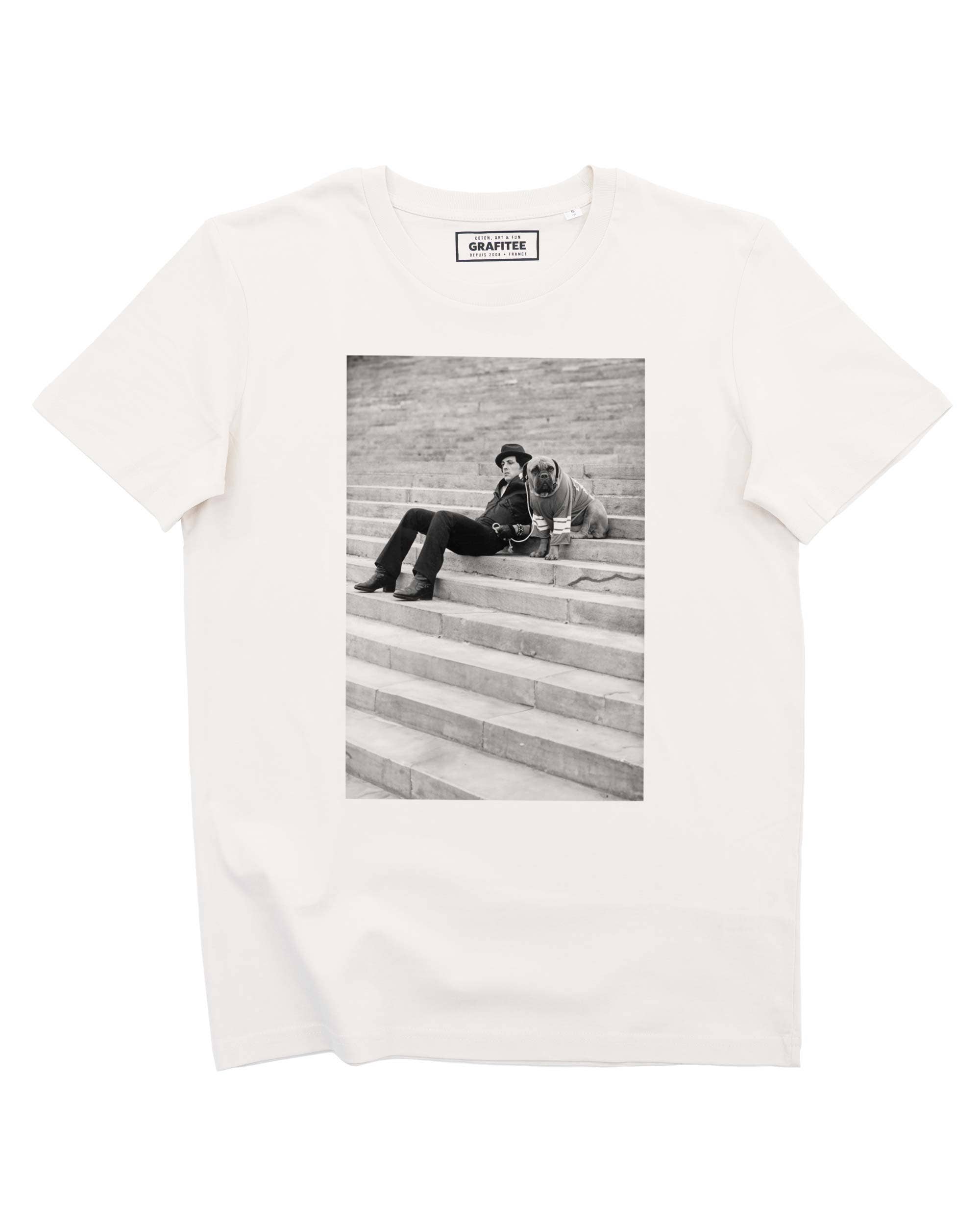 Esbranquiçado Camiseta Butkus & Rocky - Foto de Cinema com Cão Ator para venda a revendedores na Faire0
