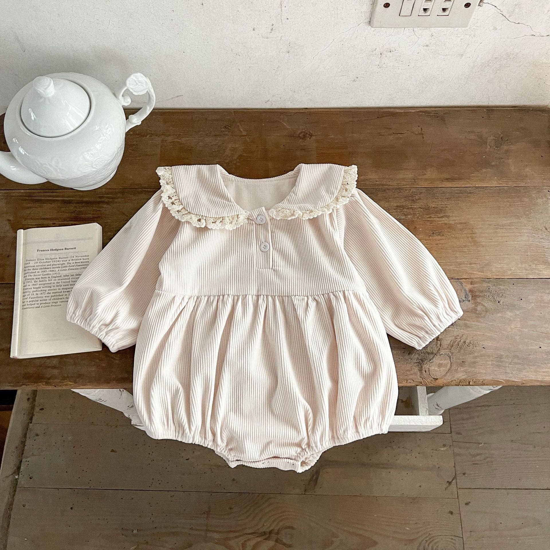 MyKids-USA® – wholesale Overall - Baby – Bebisflickor ren bomull spetskrage långärmad manchesterbody0