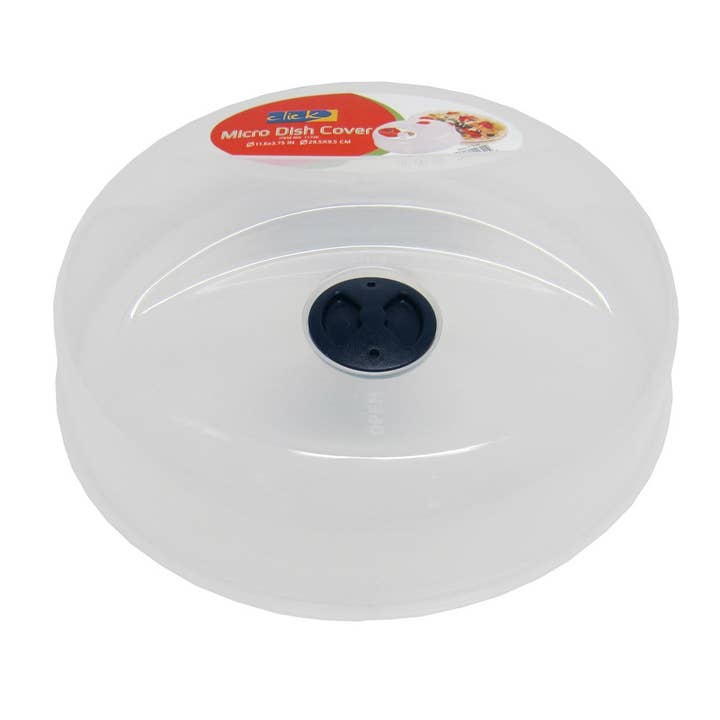 ShopBobbys - Wholesale Food Storage Wrap/Bag - Click Plastic Microwave Plate Cover With Cooling Vent, Clear, 12x3