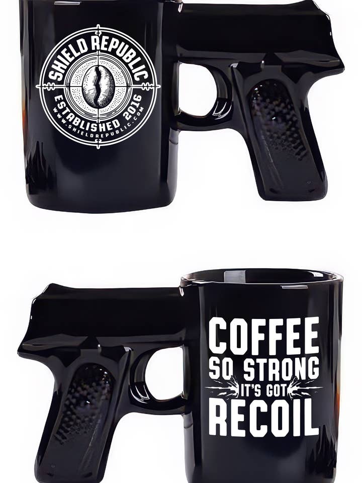 Coffee So Strong It's Got Recoil Sidearm Sipper for wholesale by Shield Republic